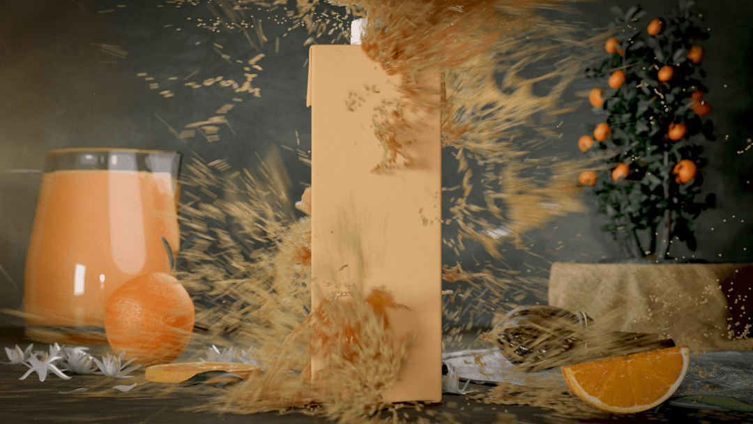 3D animation of orange juice product